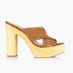 VERONICA BEARD {5M} Platform Mules "Gaynor" Brown Suede